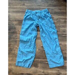 A New Day Womens Blue Linen Blend Wide Leg Pleated Pants Trousers Size 10‎